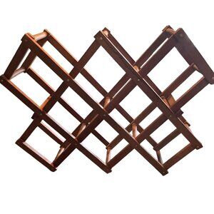 Expandable Wooden Wine Rack Folding Storage Organizer Vintage Rustic Design